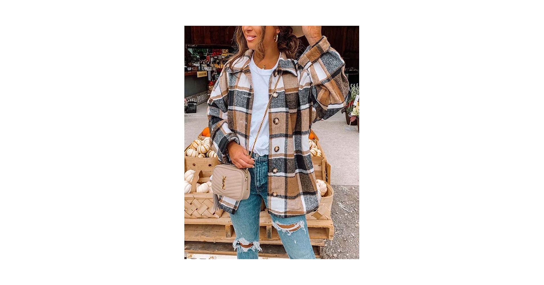 ジャケット・アウター andequal checked over jacket Plaid Jacket Women Overshirt Long Checkered Jacket Woman
